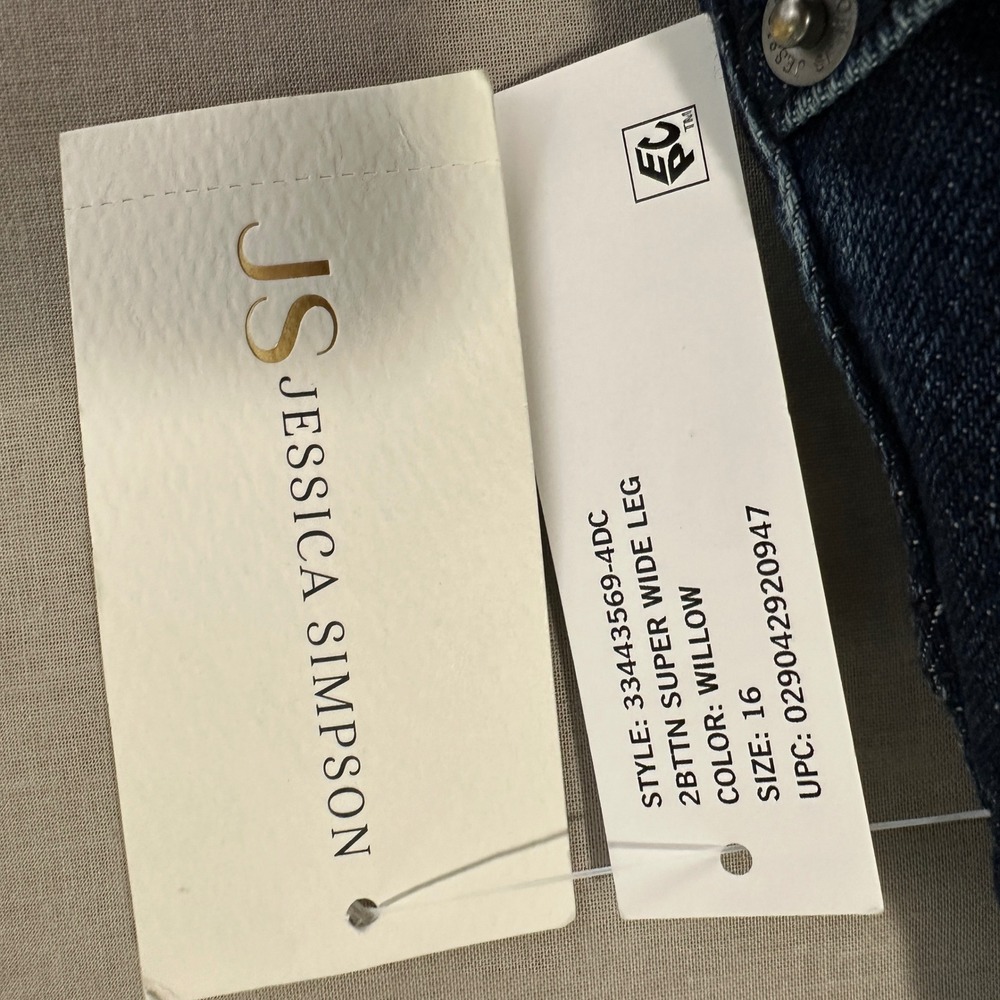 Jessica Simpson Women's 16 Super Wide Leg Jeans Willow Dark Wash High Rise NEW - Picture 7 of 12